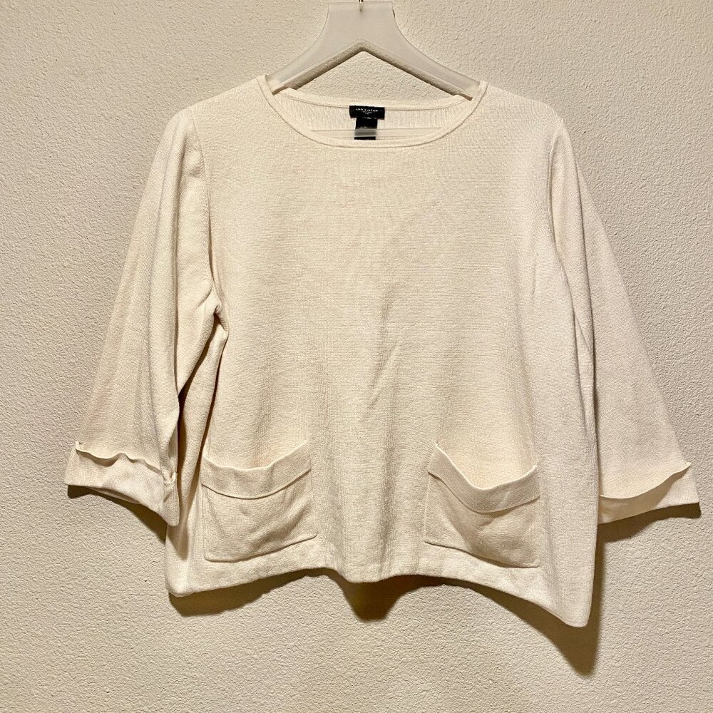 Ann Taylor White Tunic Crop Top Artsy Lagen Look‎ Style w/ Pockets XL